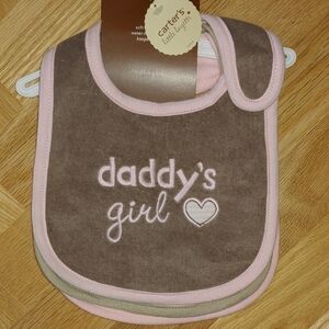 Carter's Little Baby Girl Bib Set - Brown and Pink